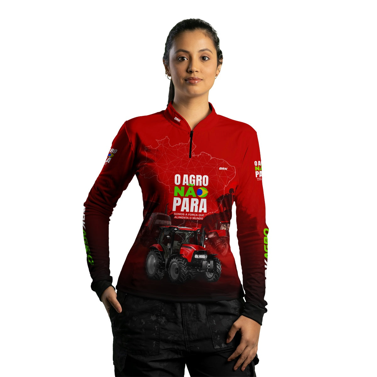 Camisa Agro Brk O Agro Não Para Vermelha com UV50+ - BRK AGRO