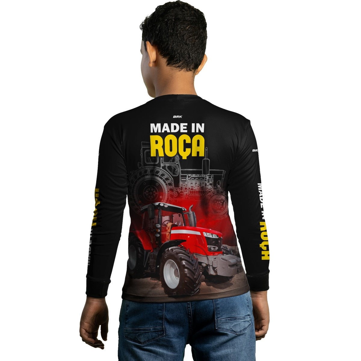 Camisa Infantil Agro Brk Made in Roça Trator Vermelho com Proteção Solar UV50+ - Brk Agro