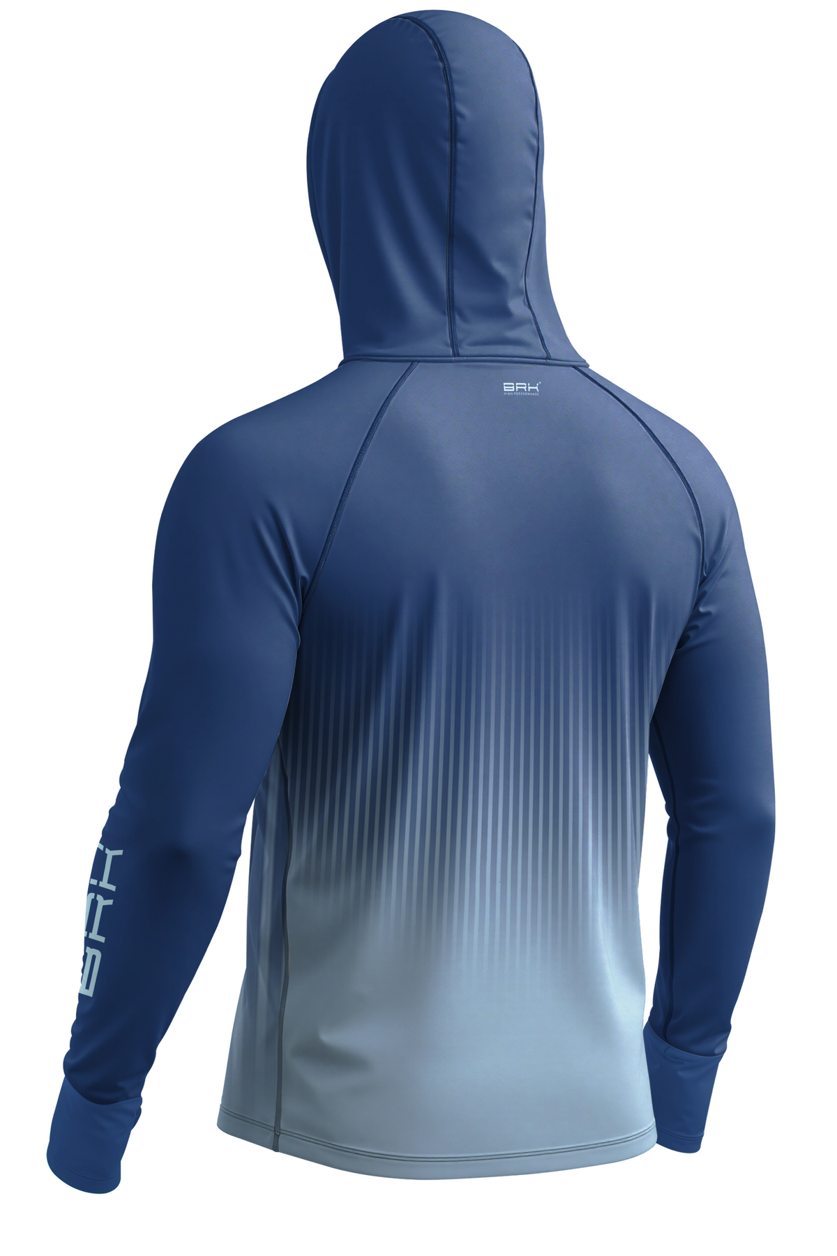 Camisa de Pesca Brk com Capuz Hybrid Azul com Degradê Listrado com Proteção Solar UV50+