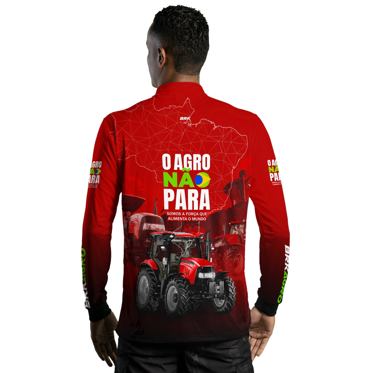 Camisa Agro Brk O Agro Não Para Vermelha com UV50+ - BRK AGRO