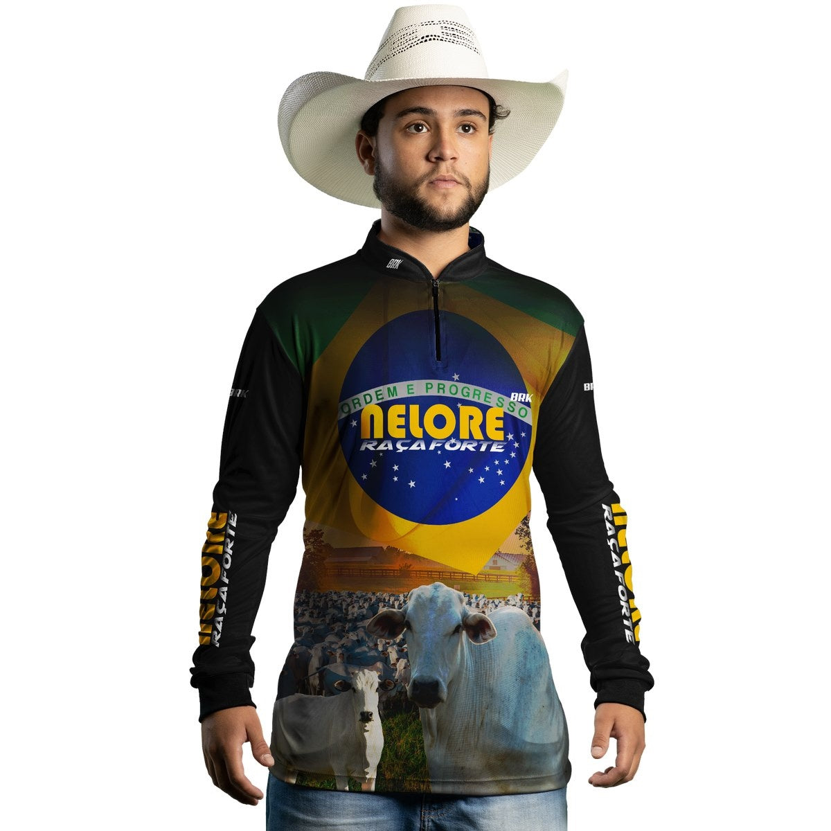 Camisa Agro Brk Nelore Raça Forte Brasil com Proteção Solar UV50+ - BRK AGRO