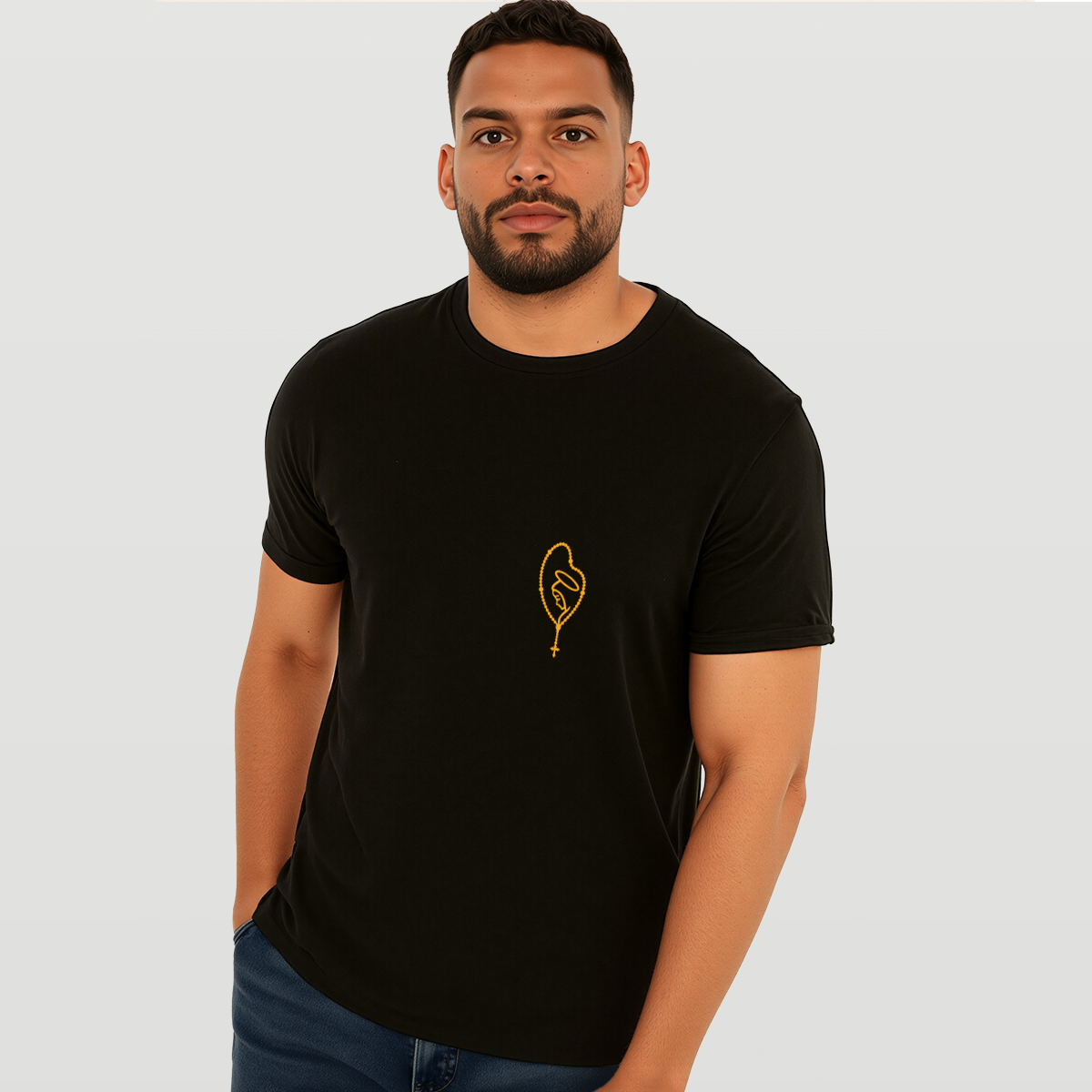 Camiseta Agro Brk Mãe Aparecida Rogai por Nós com Algodão Premium