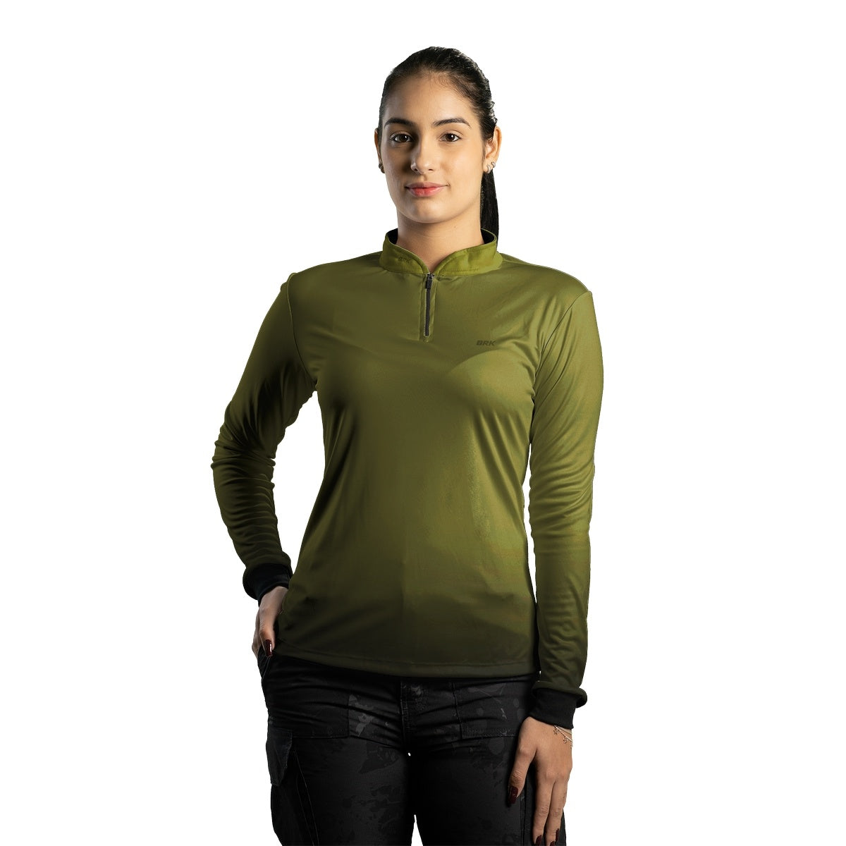 Camisa Feminina Agro Brk Unissex Basic Verde Musgo com Proteção Solar UV50+ - Brk Agro
