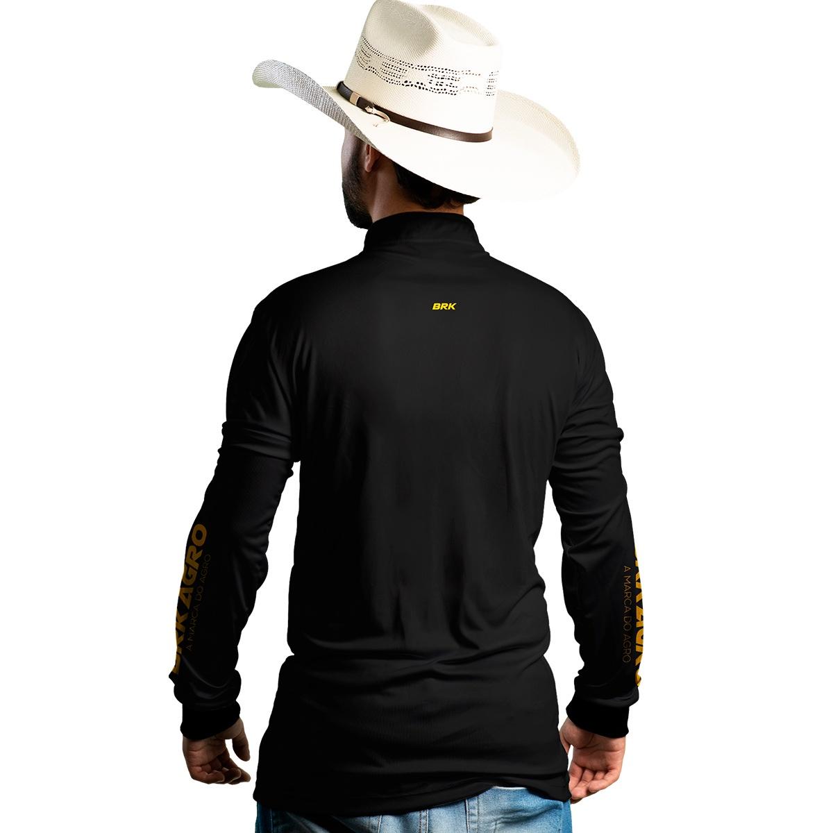 Camisa Agro Brk Clean Preta com Proteção Solar UV50+ Envio Imediato - Brk Agro