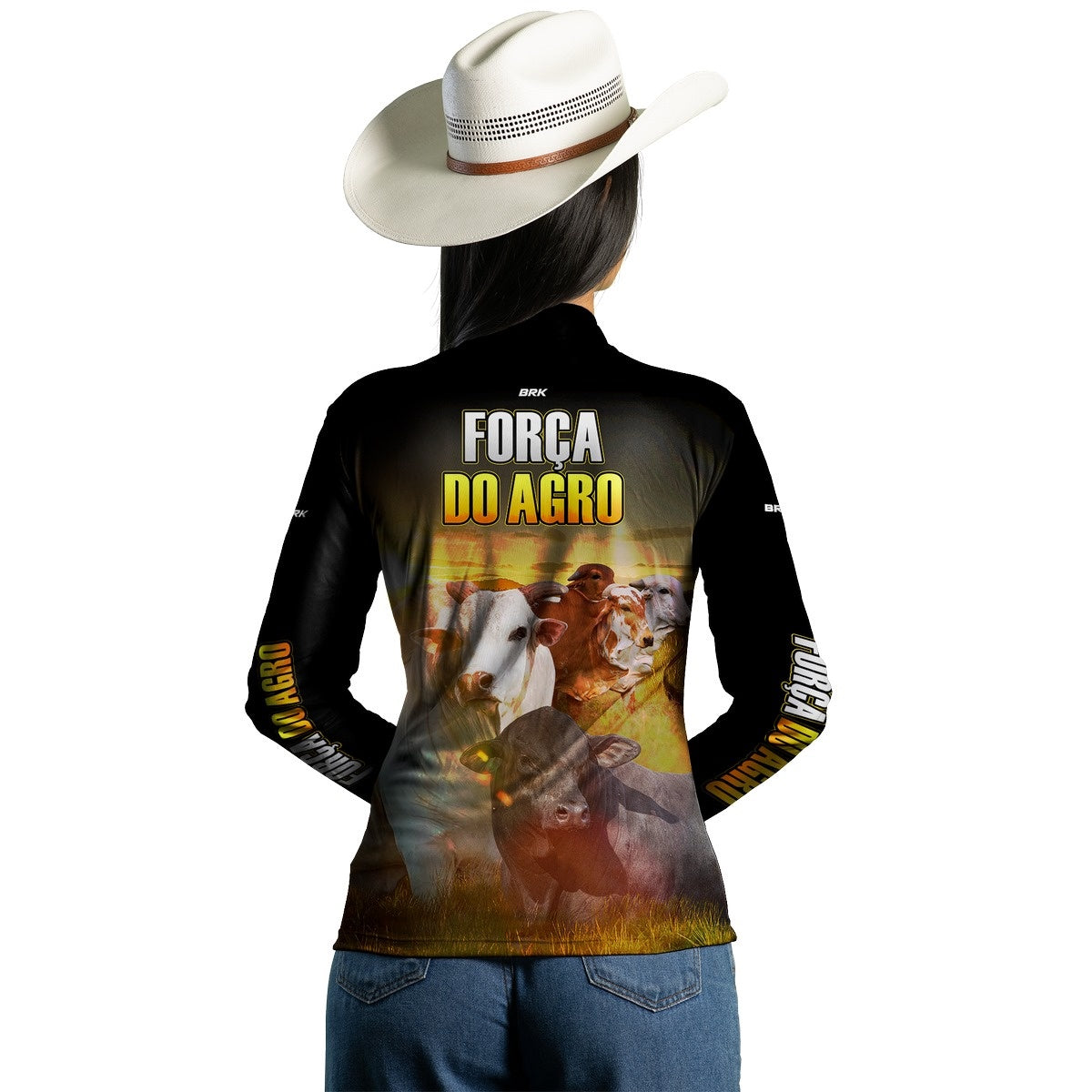 Camisa Feminina Agro Brk A Força do Agro Produtor de Bois com UV50+ - Brk Agro