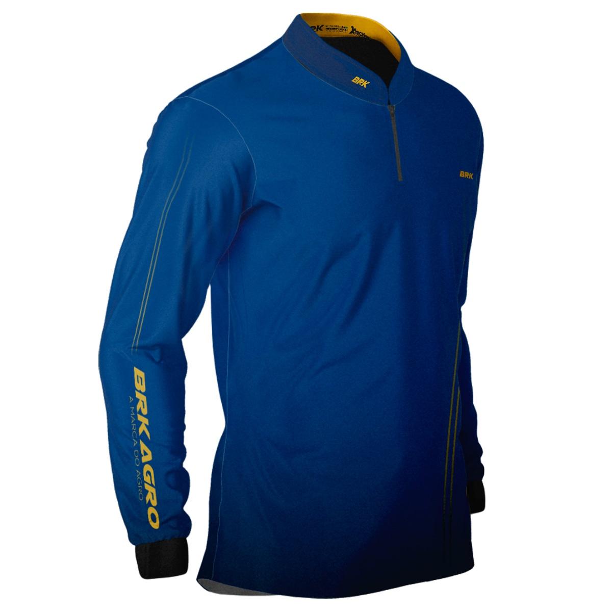 Camisa Agro Brk Básica Azul e Amarelo com Proteção UV50+ - Brk Agro