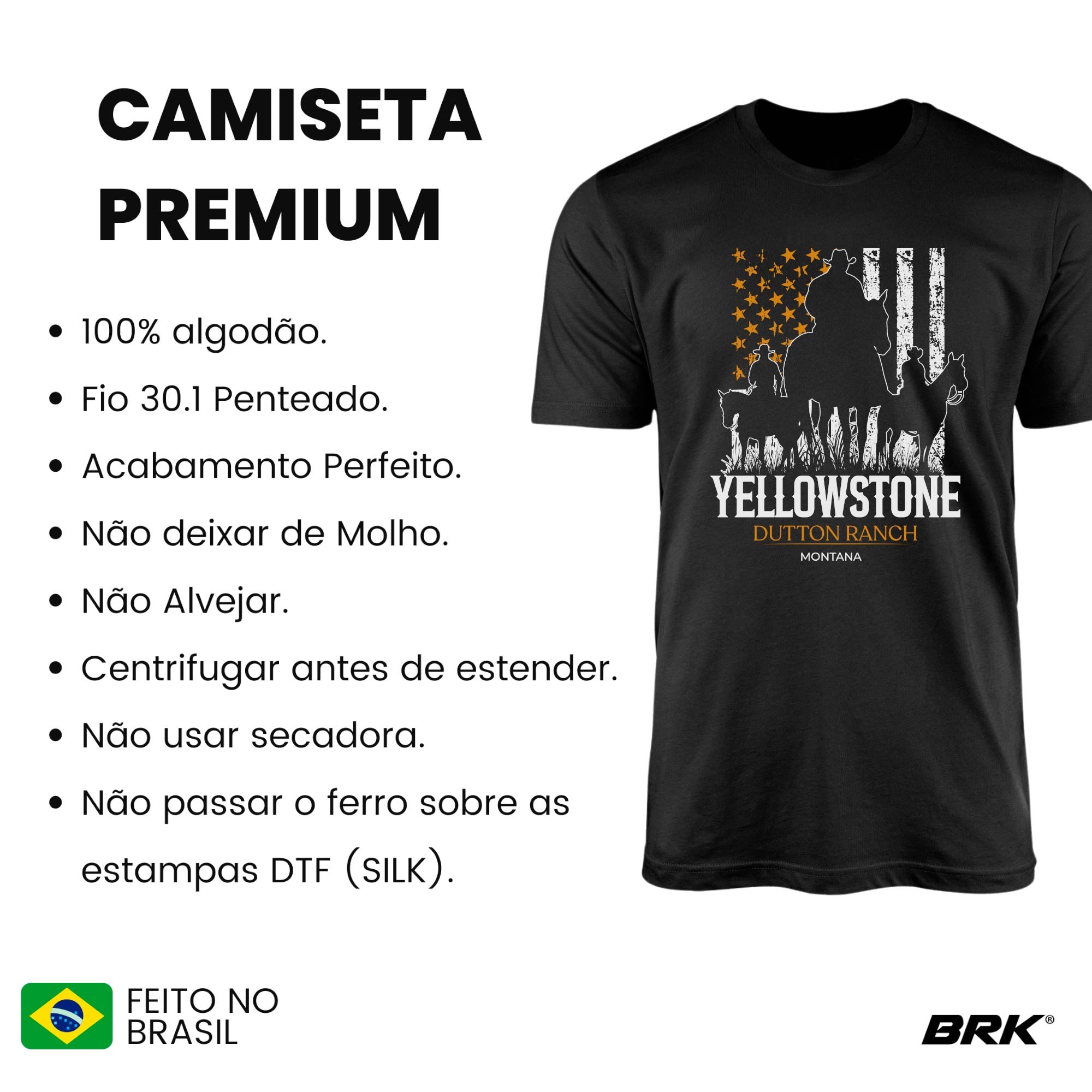 Camiseta Agro Brk Yellowstone USA Flag com Algodão Premium - Brk Agro