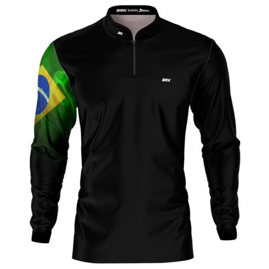 Camisa Agro Brk Preta Bandeira do Brasil com UV50+ - BRK AGRO