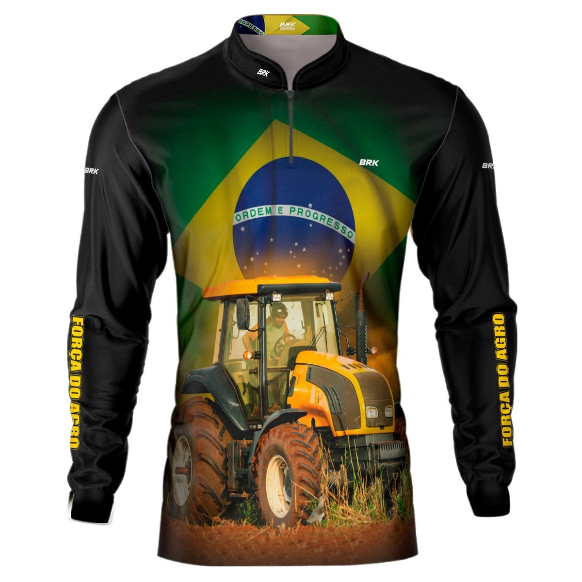Camisa Agro Brk Brasil Trator Amarelo com Proteção Solar UV50+ - Brk Agro