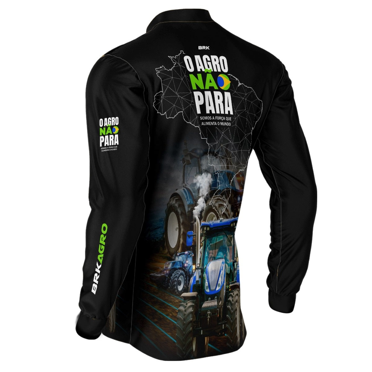 Camisa Agro Brk O Agro Não Para Trator Azul com UV50+ - Brk Agro