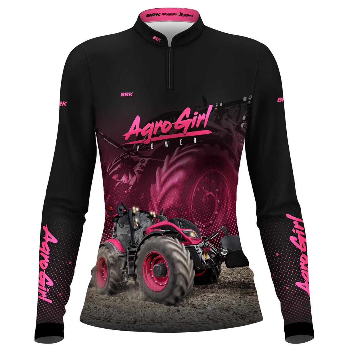 Camisa Agro Brk Agro Girl Power Rosa com Proteção Solar UV50+ - Brk Agro