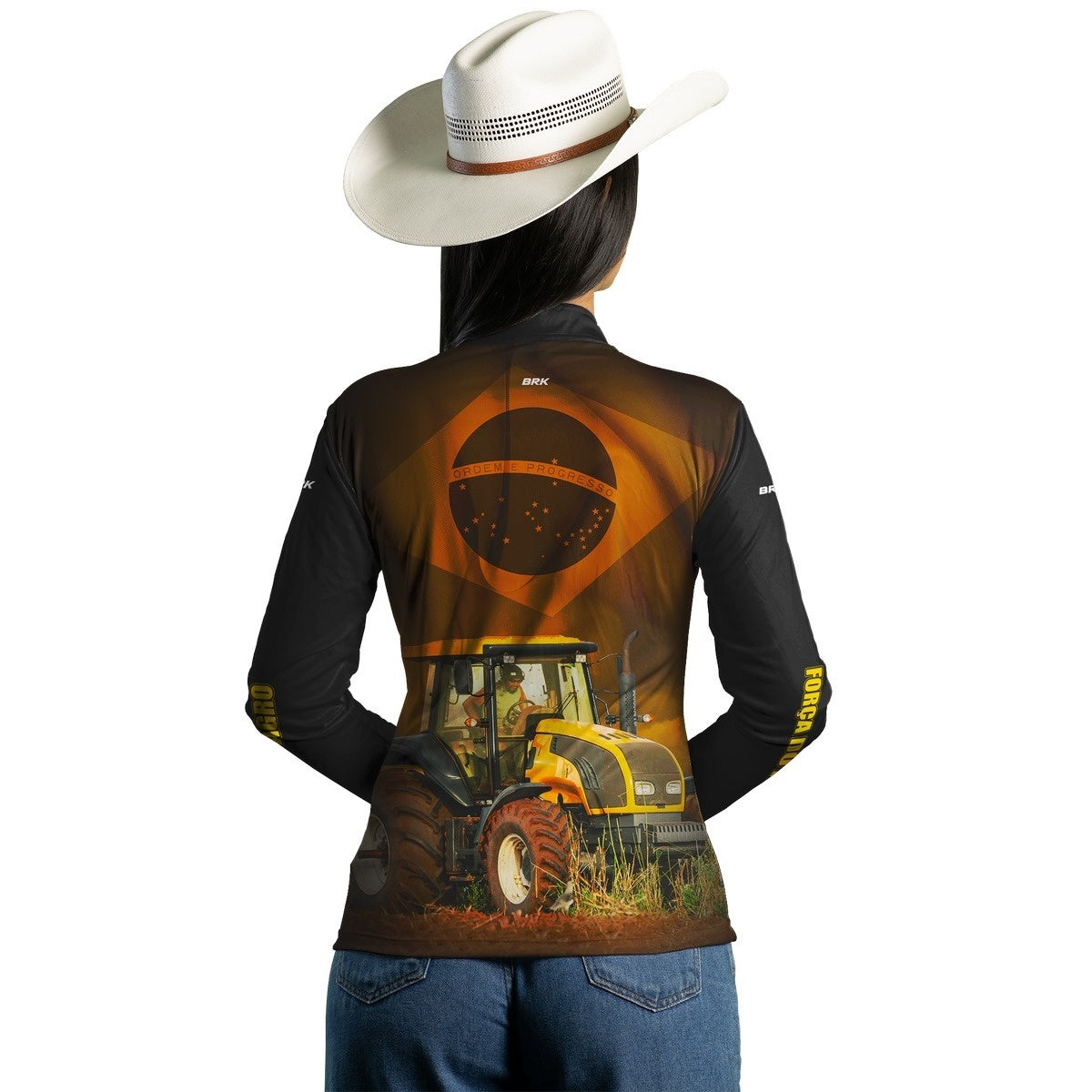 Camisa Agro Brk Trator Amarelo Bandeira do Brasil com Proteção Solar UV50+ - Brk Agro