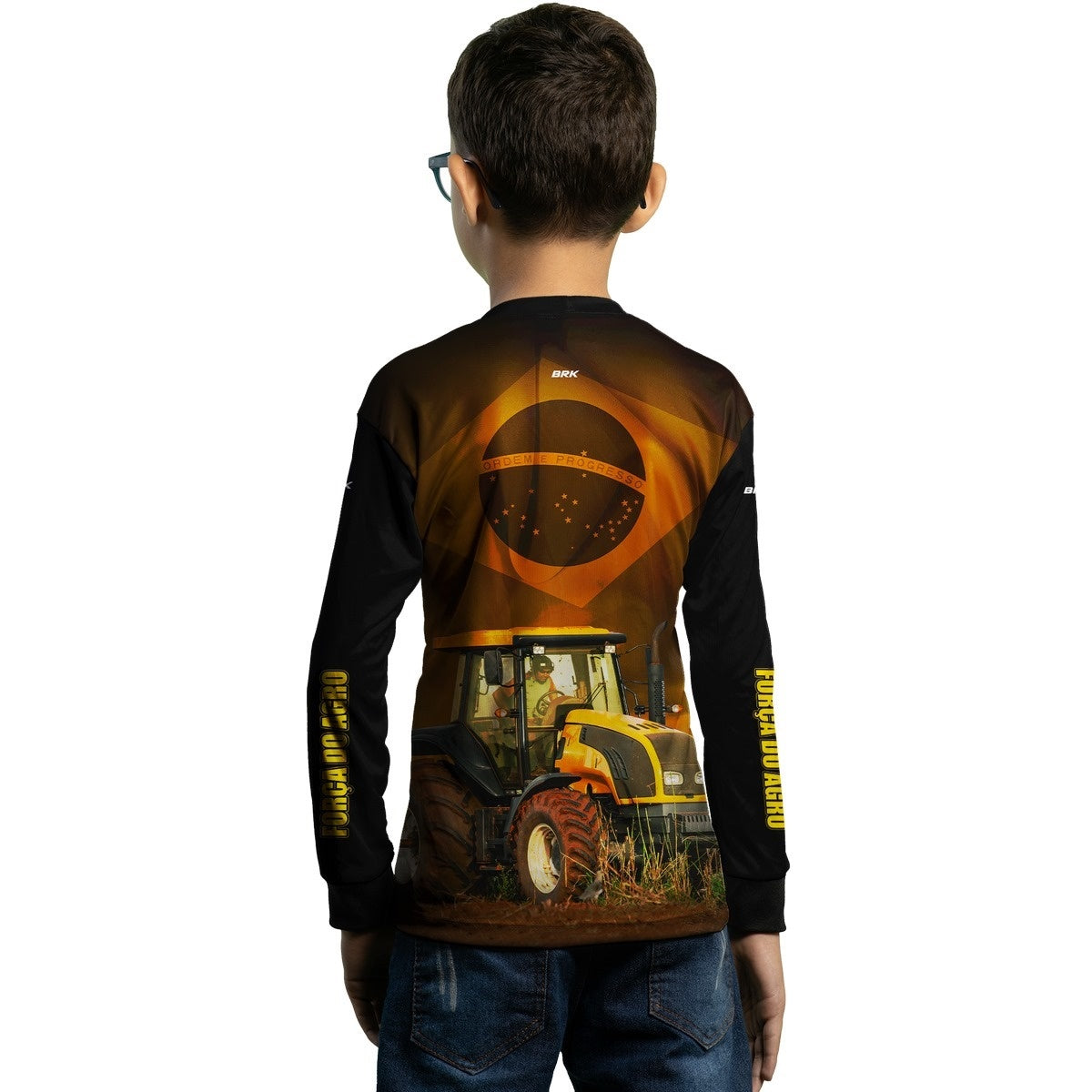 Camisa Agro Brk Trator Amarelo Bandeira do Brasil com Proteção Solar UV50+ - Brk Agro