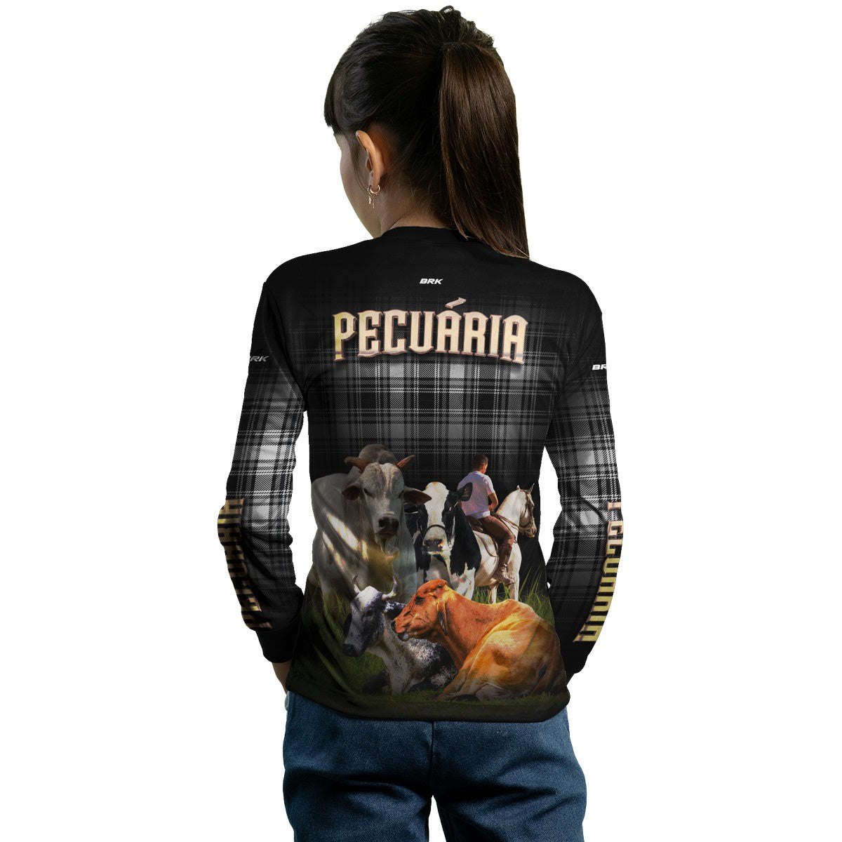 Camisa Agro Brk Country Xadrez Preta Pecuária com Proteção Solar UV50+ - BRK AGRO