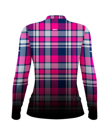 Camisa Agro Feminina Xadrez Azul e Rosa com Proteção Solar UV50+ - BRK AGRO