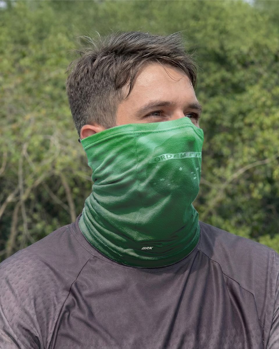 Bandana Tubeneck Brk Verde Com Bandeira do Brasil com UV50+ - Brk Agro