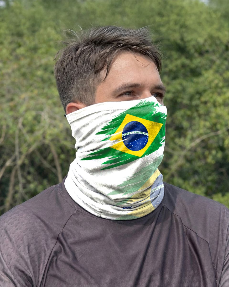 Bandana Tubeneck Agro Brk Multifuncional Branca Brasil com Proteção Solar UV50+ - Brk Agro