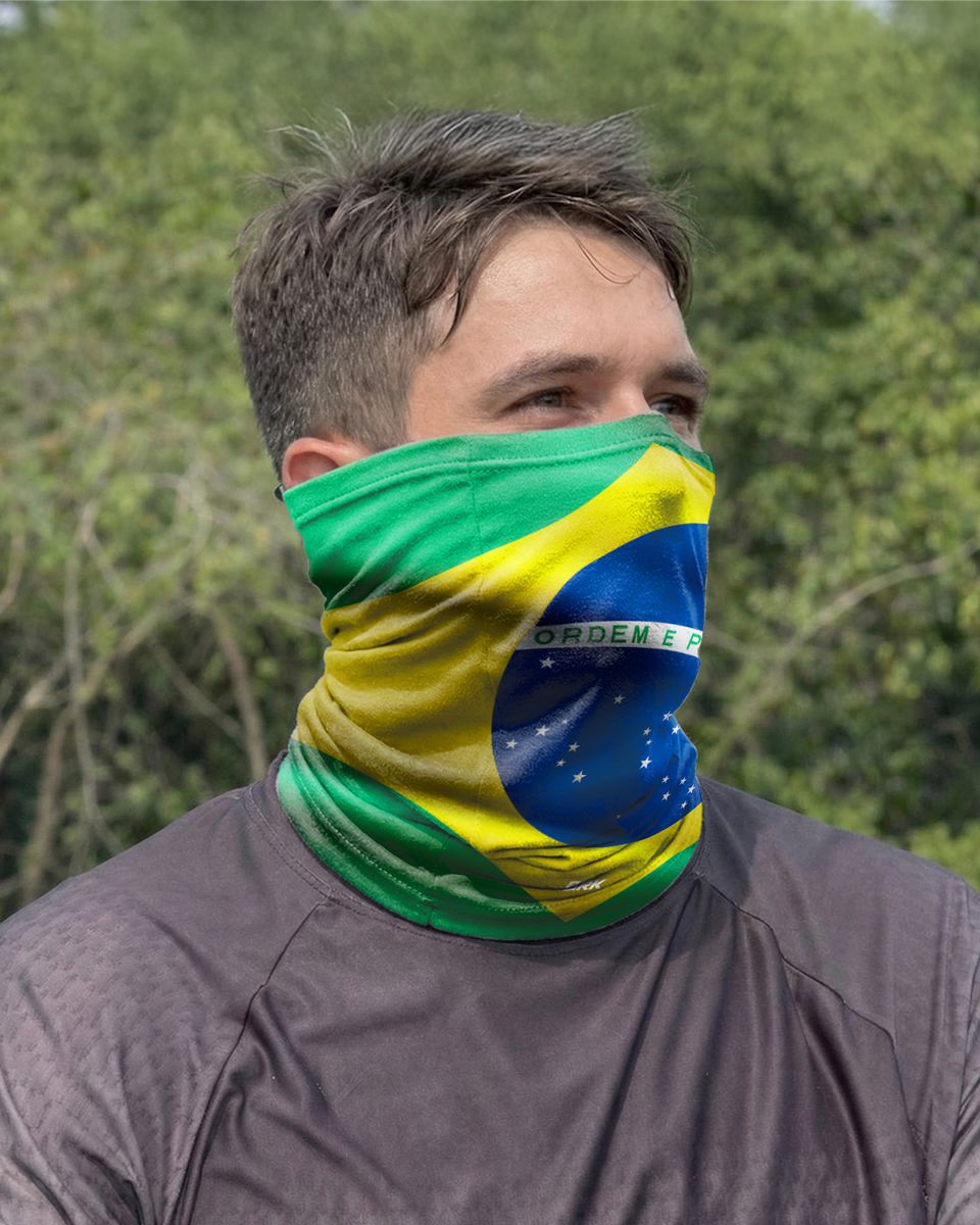Bandana Tubeneck Agro Brk Multifuncional Bandeira do Brasil 3 com Proteção Solar UV50+ - Brk Agro