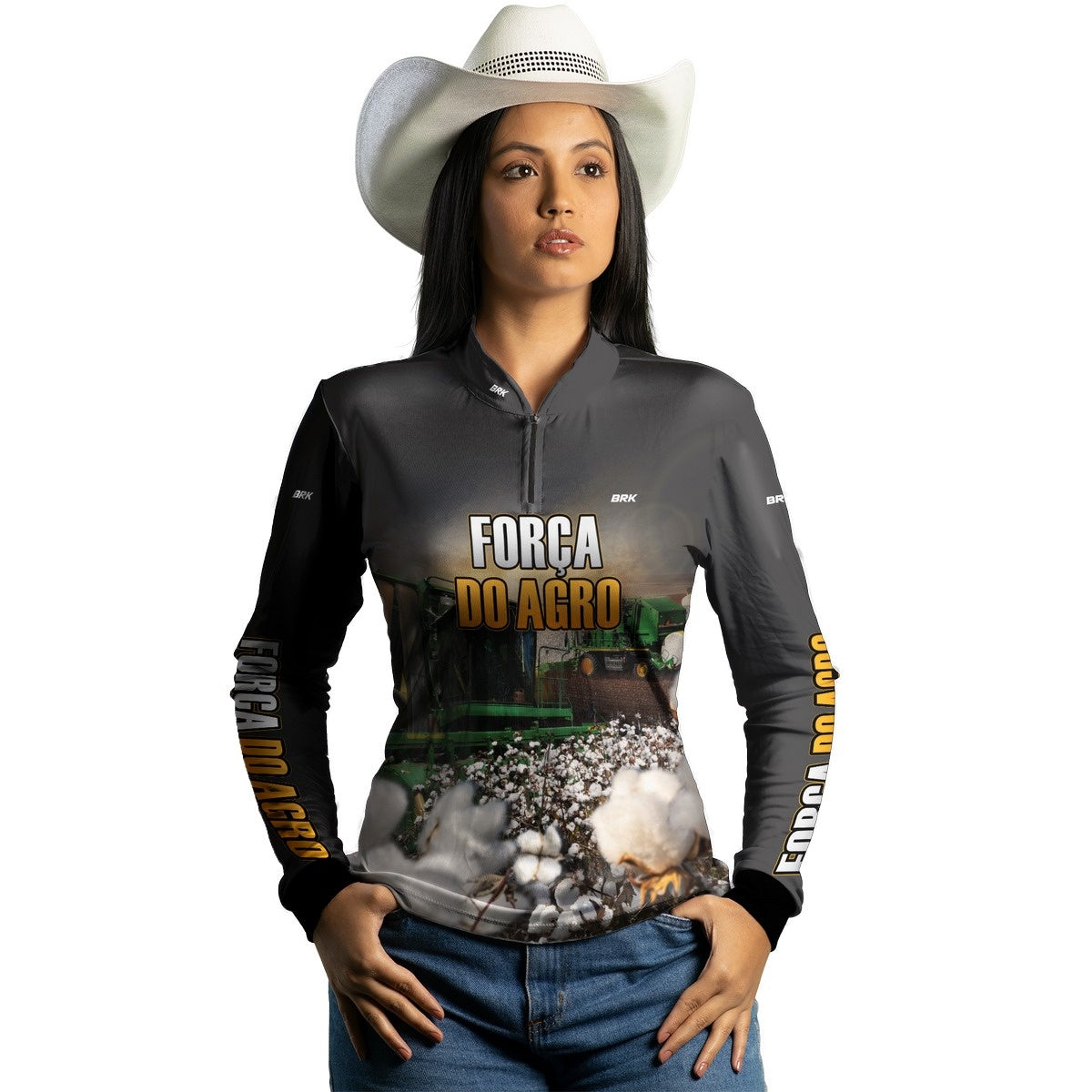 Camisa Agro Brk A Força do Agro Produtor de Algodão com Proteção Solar UV50+ - Brk Agro