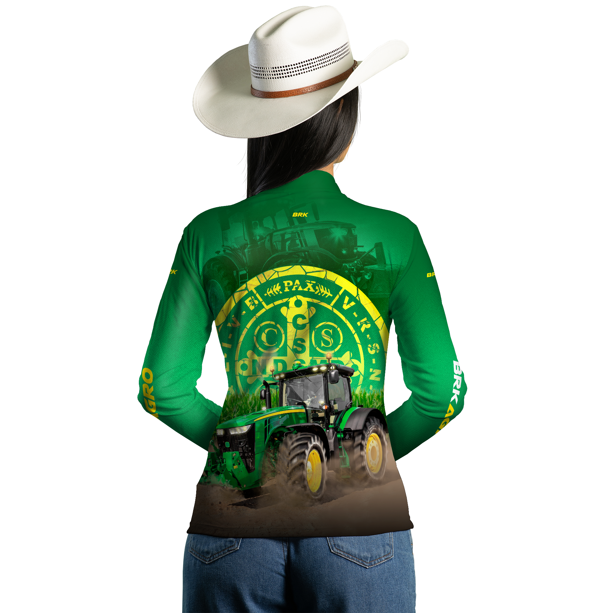 Camisa Agro Brk Trator São Bento Verde com Proteção Solar UV50+ - BRK AGRO