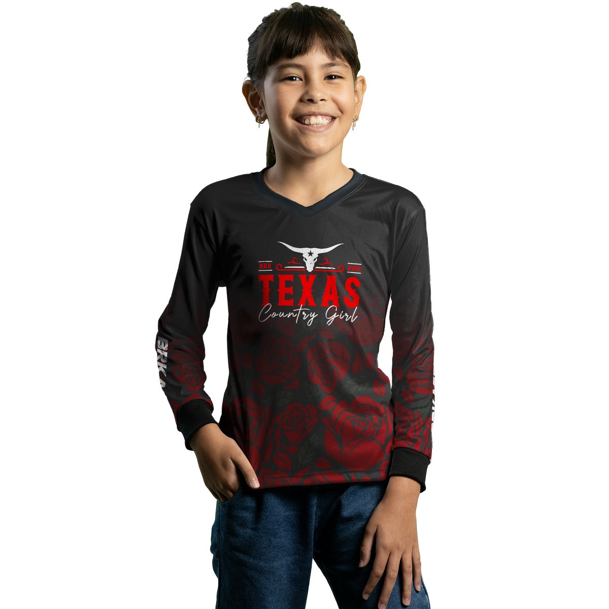 Camisa Agro Brk Feminina Texas Country Girl Preta com Proteção com Proteção Solar UV50+ - BRK AGRO