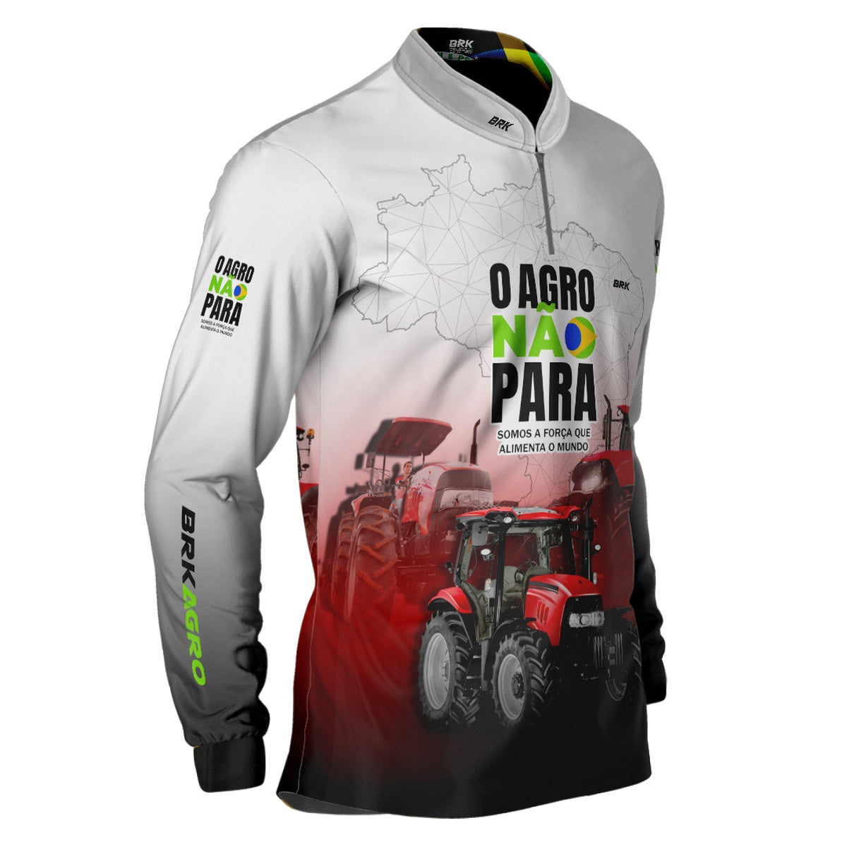 Camisa Agro Brk O Agro Não Para Branca e Vermelha com UV50+ - BRK AGRO