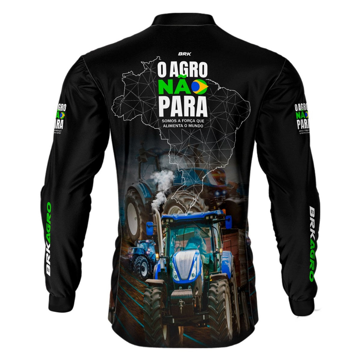 Camisa Agro Brk O Agro Não Para Trator Azul com UV50+ - Brk Agro
