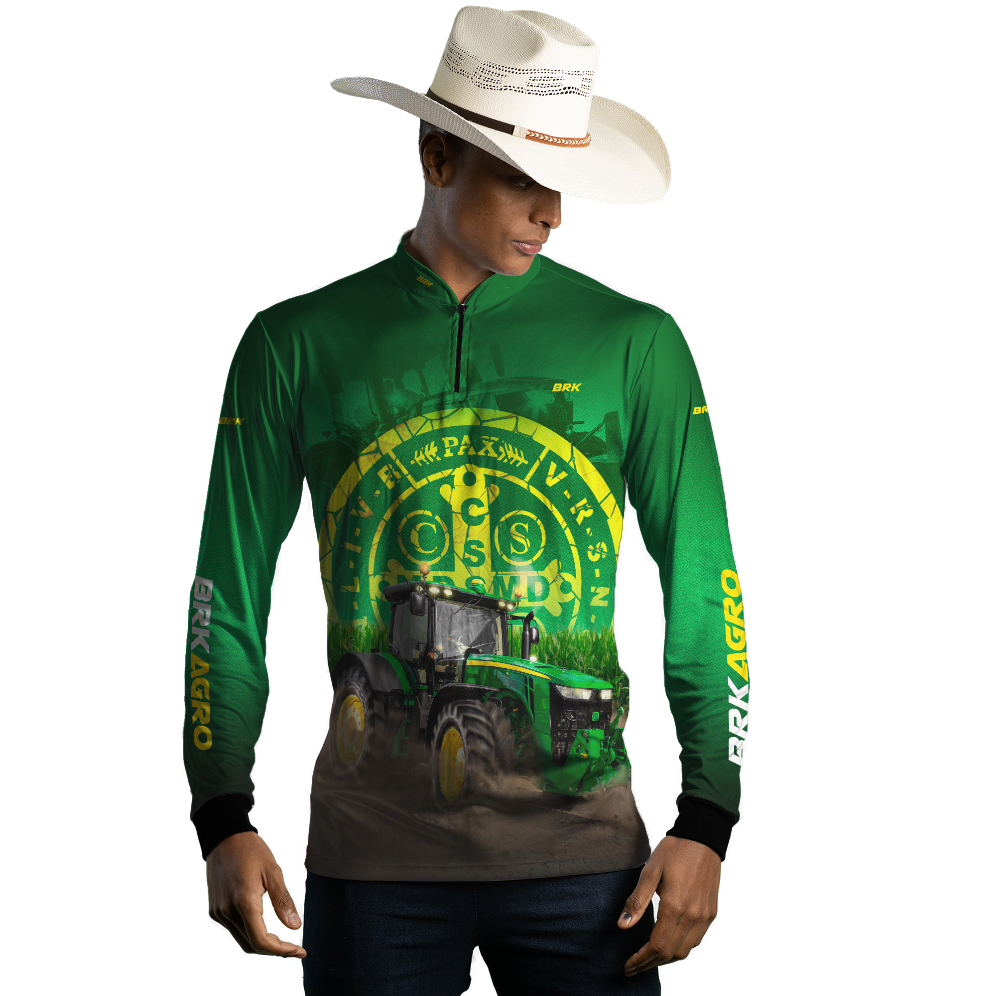 Camisa Agro Brk Trator São Bento Verde com Proteção Solar UV50+ - BRK AGRO