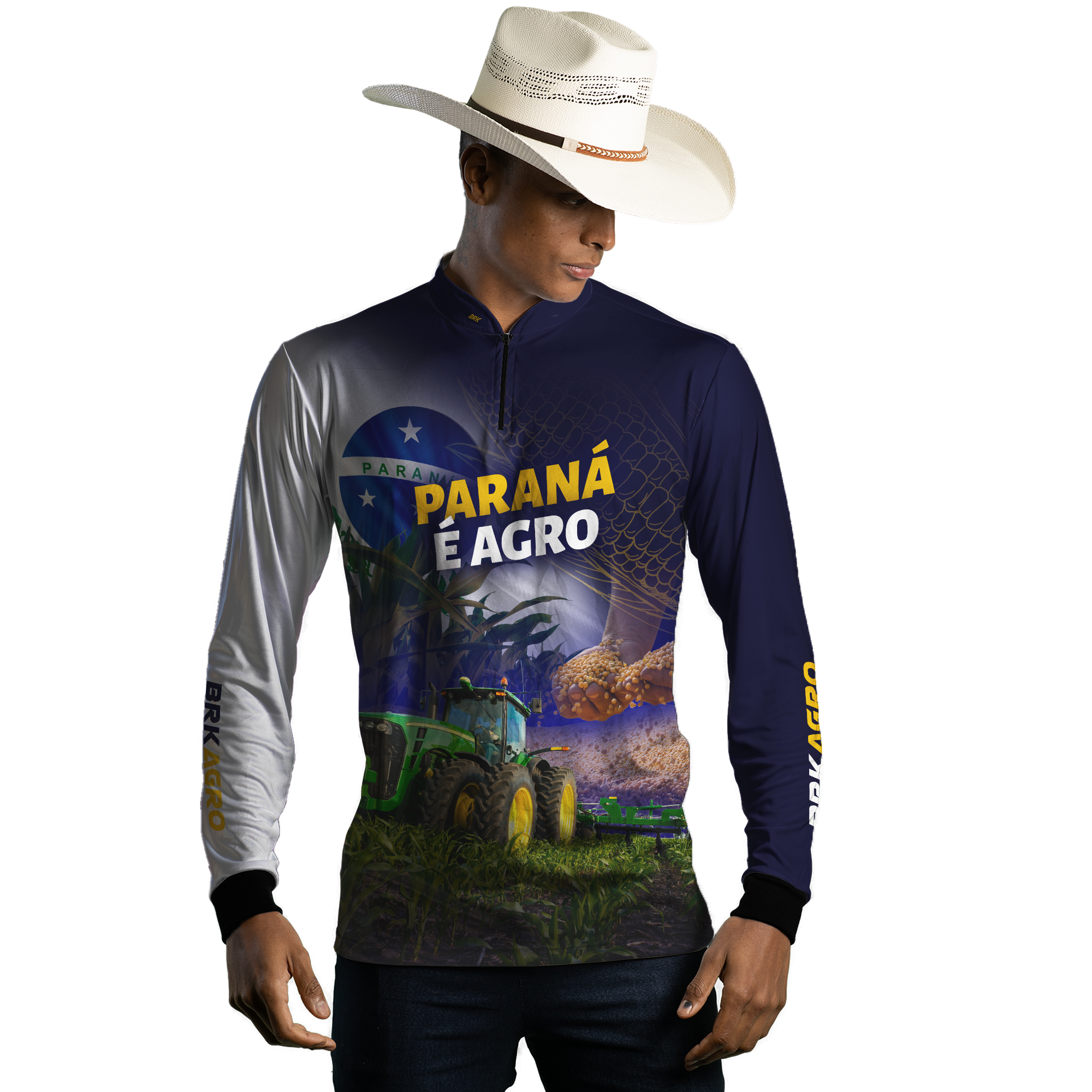 Camisa Agro Brk Paraná é Agro Milho e Soja com Proteção Solar UV50+ - BRK AGRO
