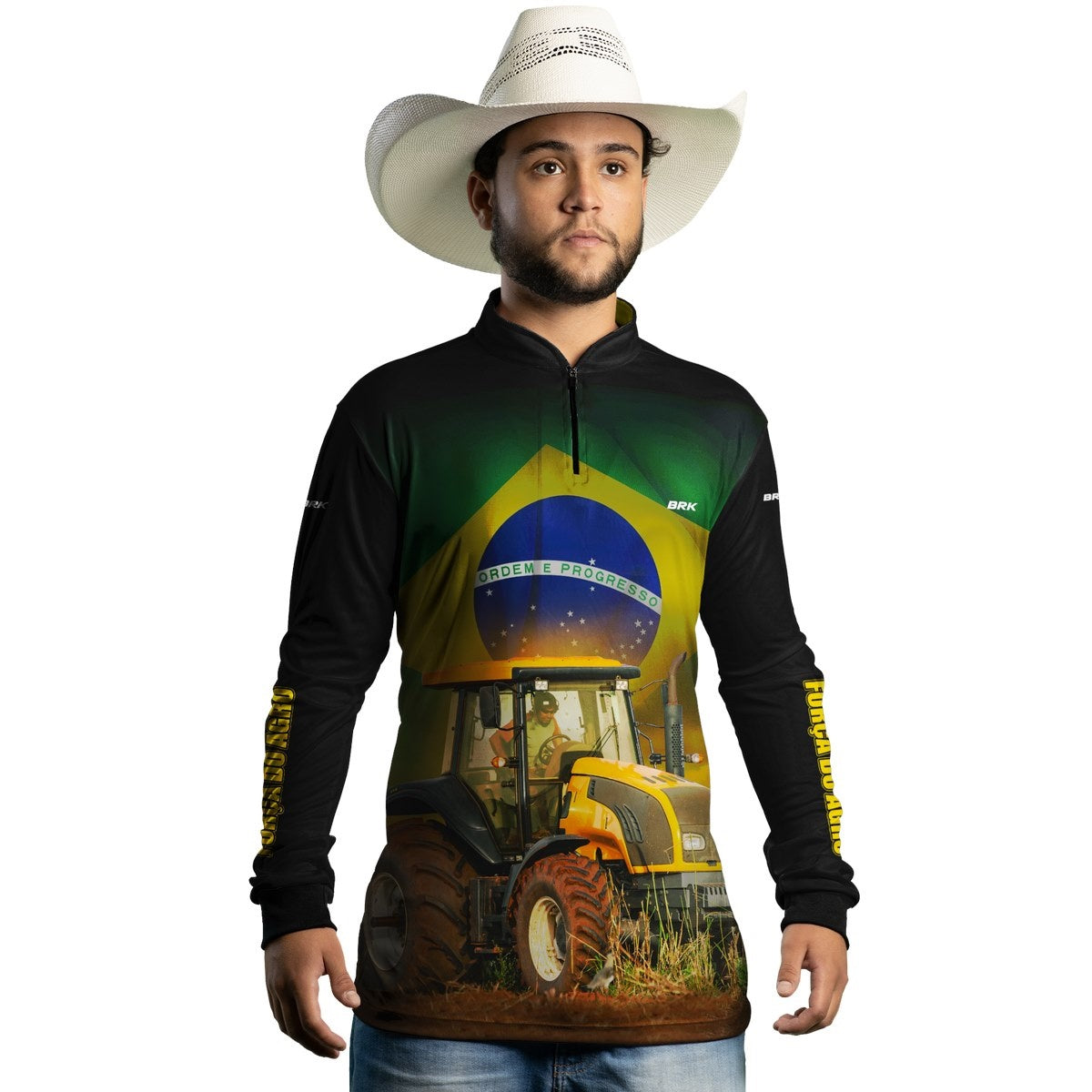 Camisa Agro Brk Brasil Trator Amarelo com Proteção Solar UV50+ - Brk Agro
