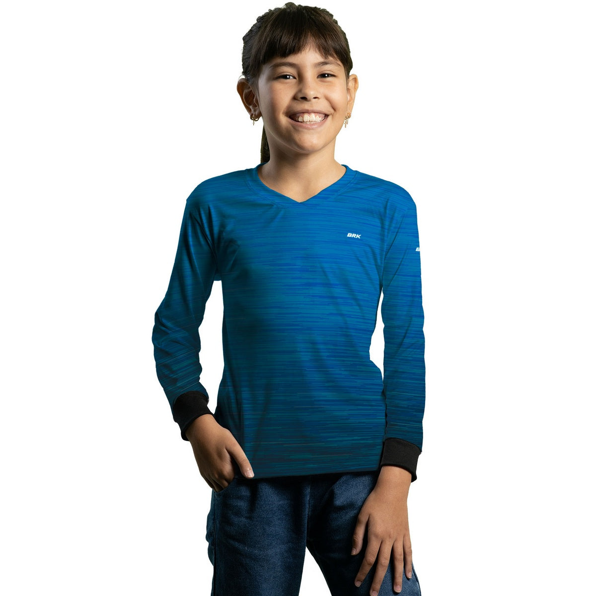 Camisa Infantil Agro Básica Brk Mescla Azul com Proteção Solar UV50+ - Brk Agro