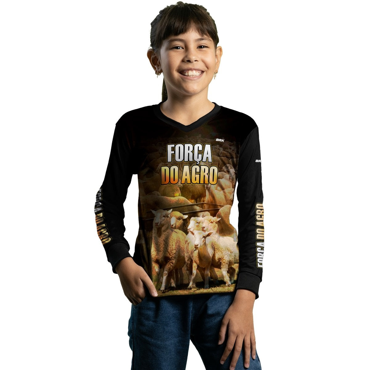 Camisa Infantil Agro Brk A Força do Agro Produtor de Ovinos com UV50+ - Brk Agro
