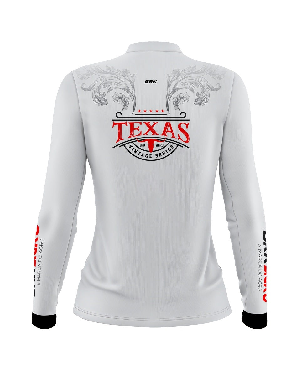 Camisa Agro Brk Feminina Texas Vintage Branca com Proteção com Proteção Solar UV50+ - BRK AGRO