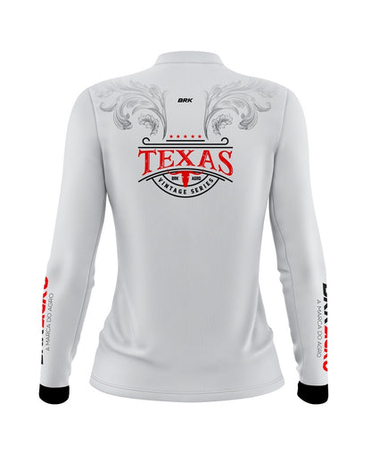 Camisa Agro Brk Feminina Texas Vintage Branca com Proteção com Proteção Solar UV50+ - BRK AGRO