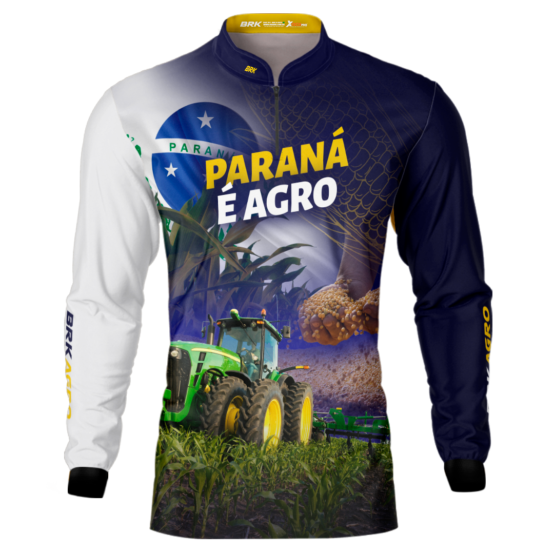 Camisa Agro Brk Paraná é Agro Milho e Soja com Proteção Solar UV50+ - BRK AGRO