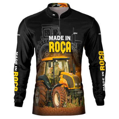 Camisa Agro Brk Made in Roça Trator Amarelo com Proteção Solar UV50+ - BRK AGRO