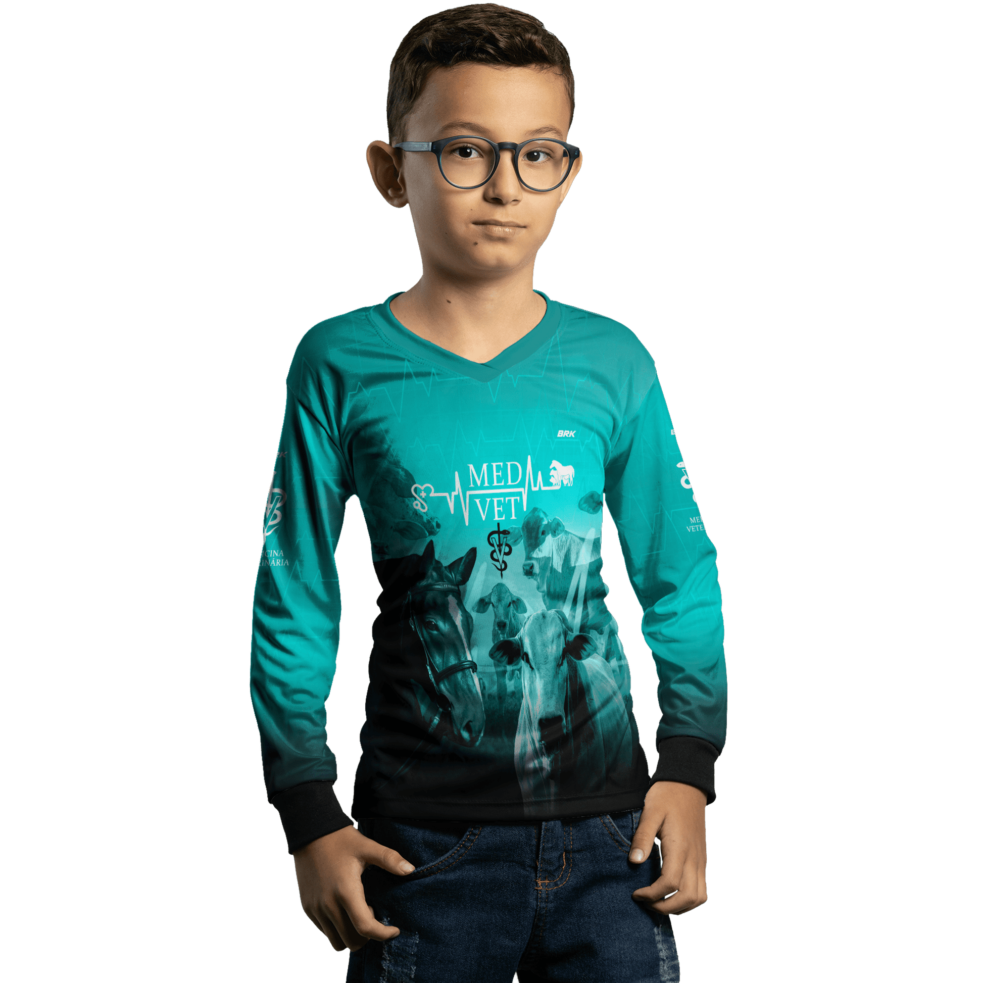 Camisa Agro Brk Medicina Veterinária Azul com UV50+ - BRK AGRO