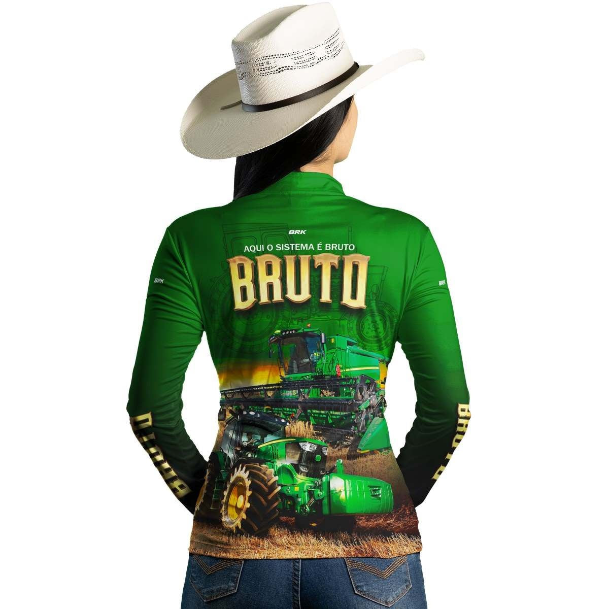 Camisa Agro Brk Verde Sistema é Bruto com Proteção Solar UV50+ - Brk Agro