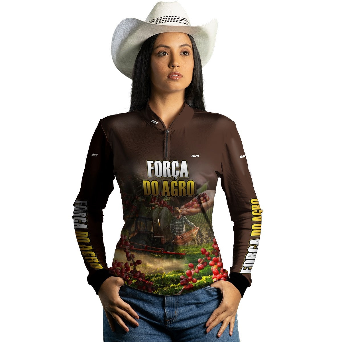 Camisa Agro Brk A Força do Agro Produtor de Café com Proteção Solar UV50+ - Brk Agro