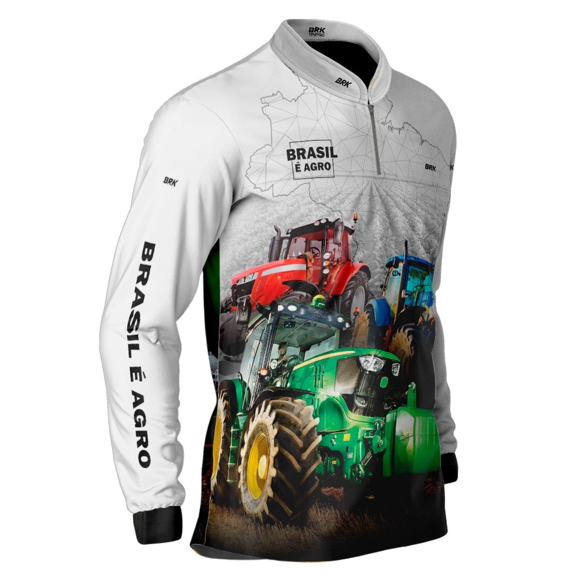 Camisa Agro Brk Brasil é Agro Branca com Proteção Solar UV50+ - Brk Agro