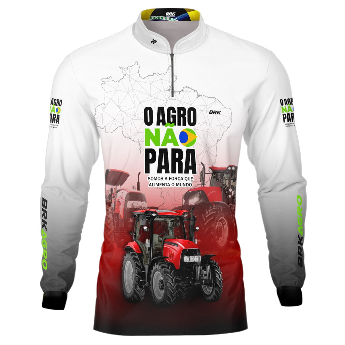 Camisa Agro Brk O Agro Não Para Branca e Vermelha com UV50+ - BRK AGRO