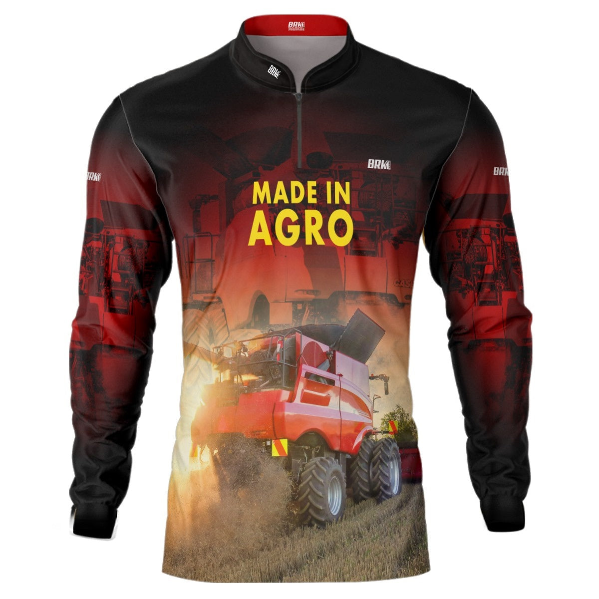 Camisa Agro Brk Vermelha Colheitadeira Made in Agro com Proteção Solar UV50+ - Brk Agro