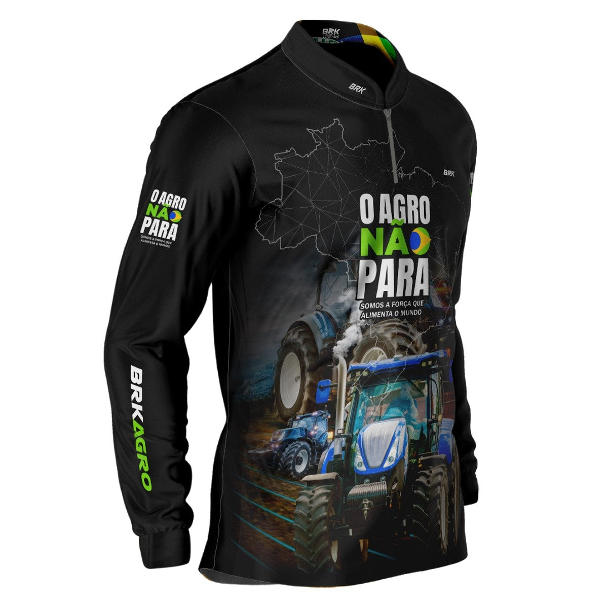 Camisa Agro Brk O Agro Não Para Trator Azul com UV50+ - Brk Agro