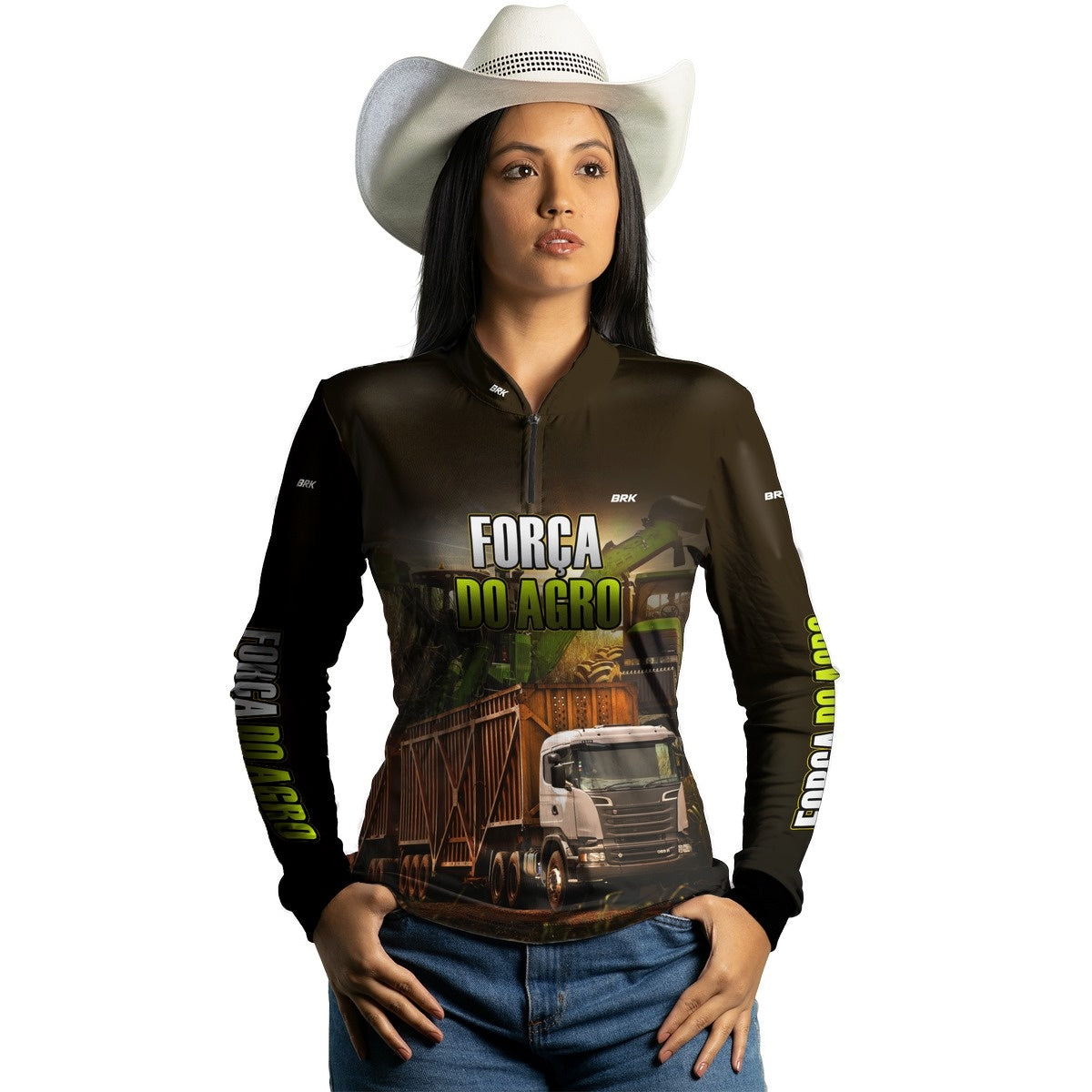 Camisa Agro Brk A Força do Agro Caminhão Colheita de Cana com Proteção Solar UV50+ - Brk Agro