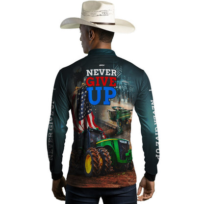 Camisa Agro Brk Never Give Up Trator Verde com Proteção Solar UV50+ - Brk Agro