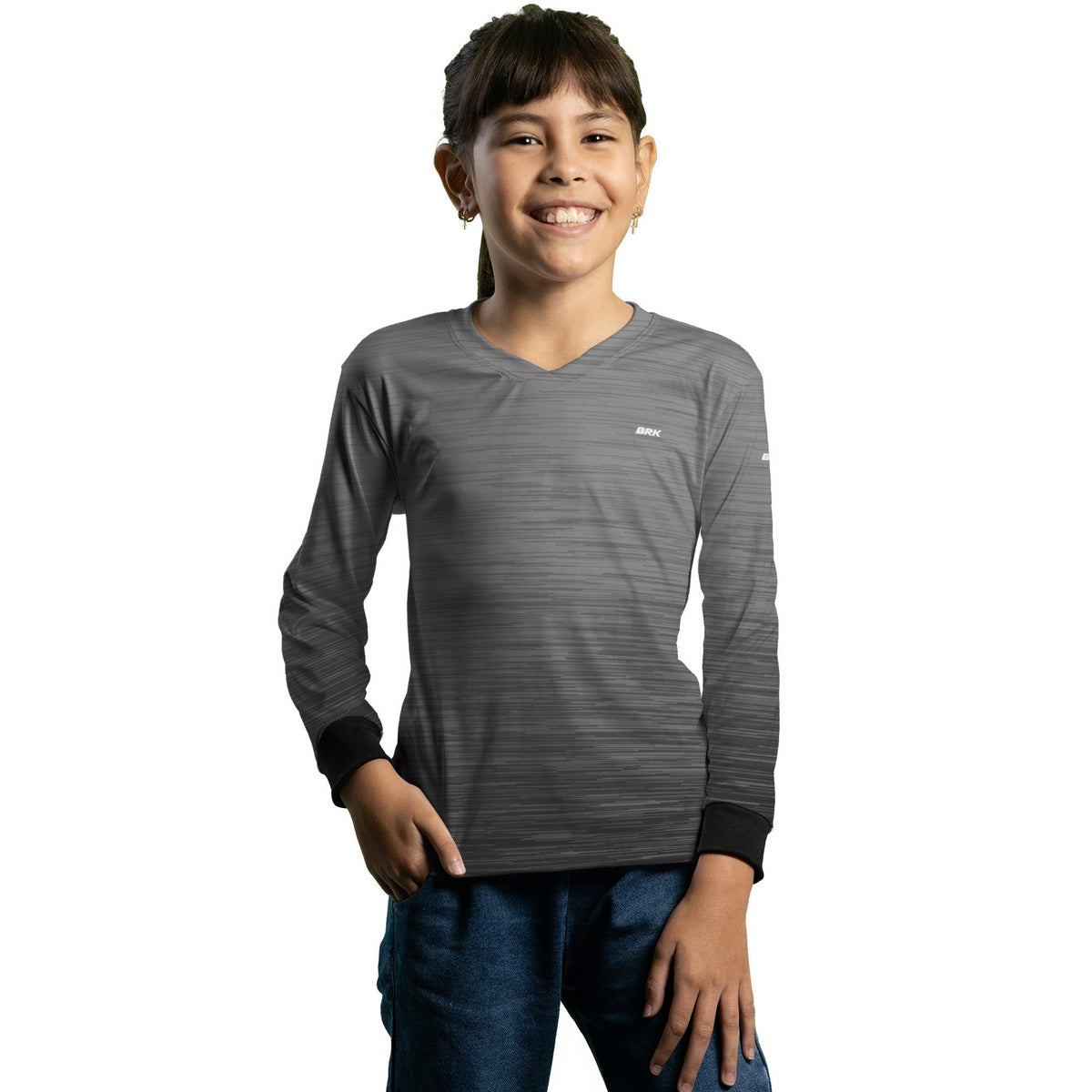 Camisa Infantil Agro Brk Mescla Cinza com Proteção Solar UV50+ - Brk Agro