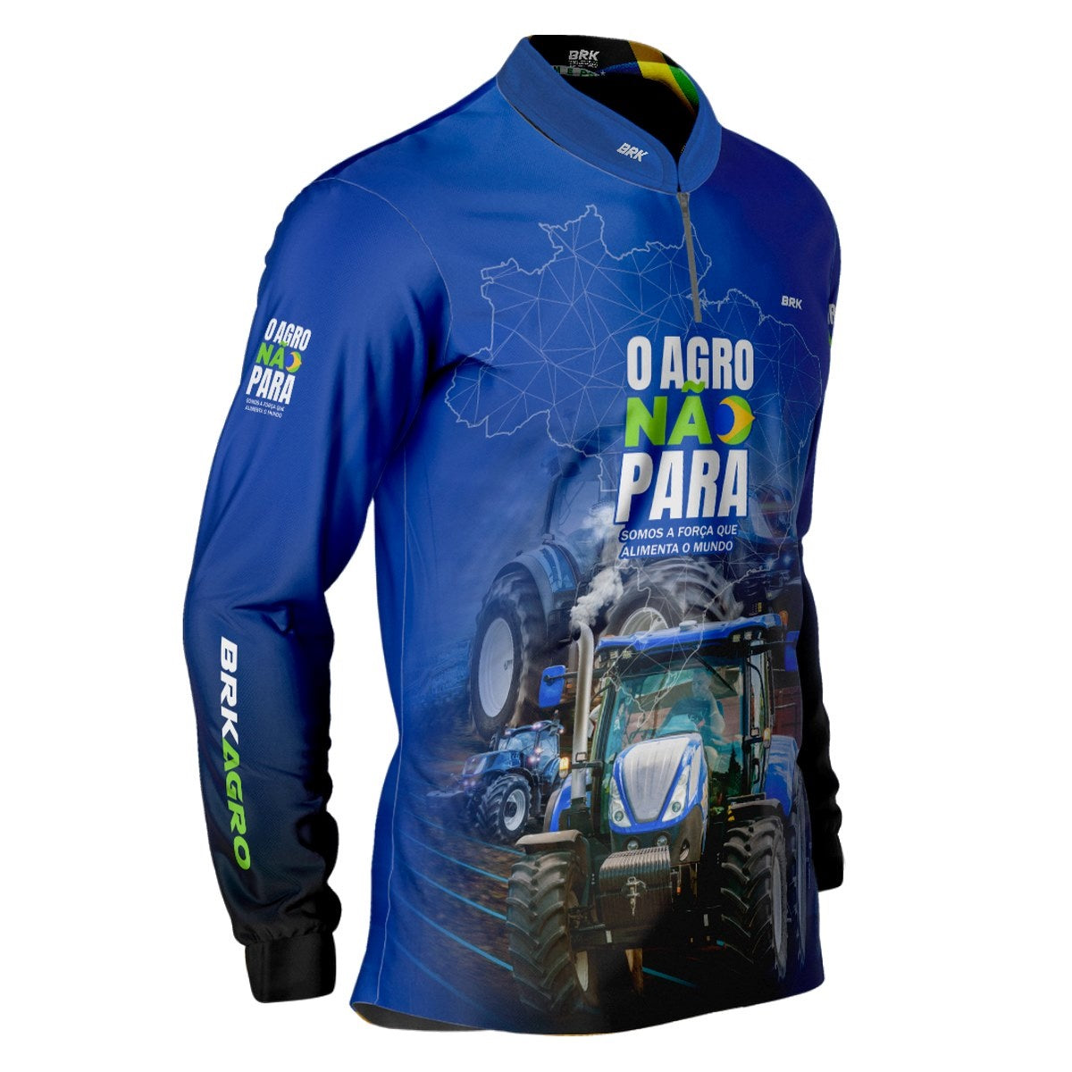 Camisa Agro Brk O Agro Não Para Trator Azul Claro com UV50+ - BRK AGRO