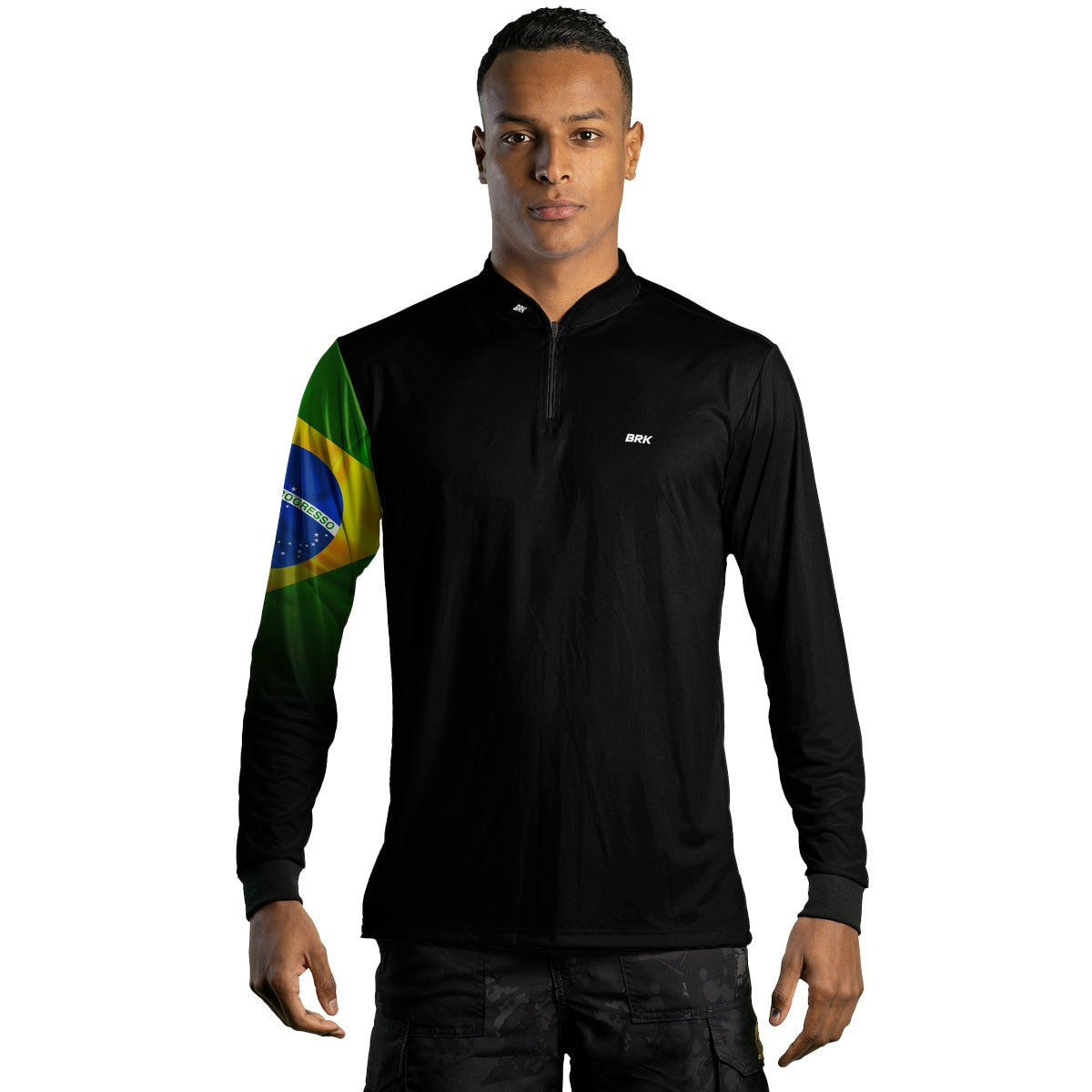 Camisa Agro Brk Preta Bandeira do Brasil com UV50+ - BRK AGRO