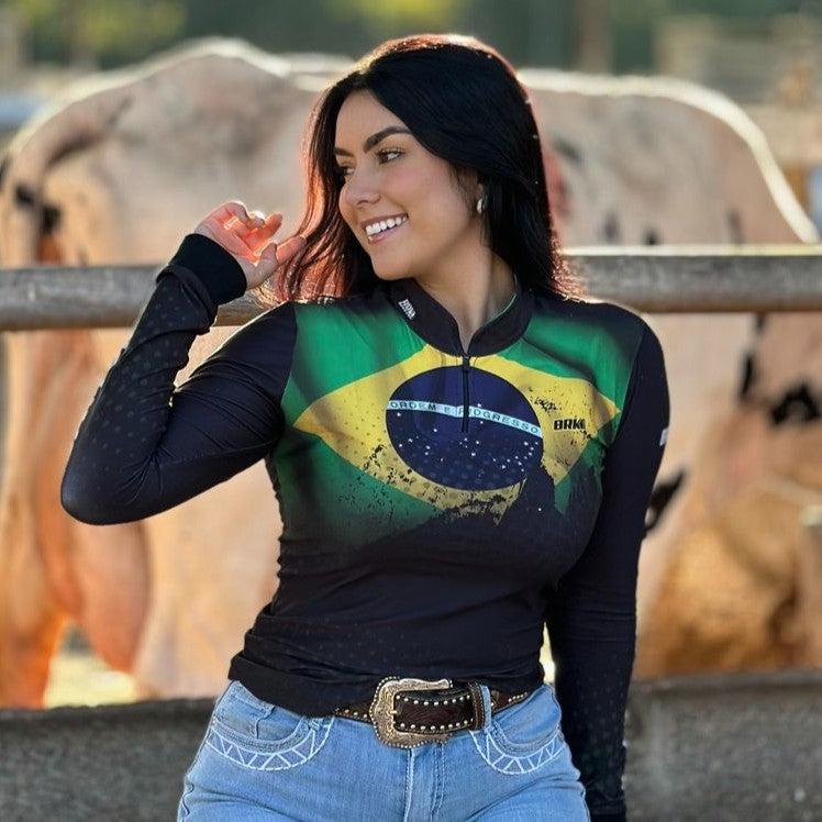 Camisa Agro Feminina Brk Brasil com Proteção Solar UV50+ - Brk Agro