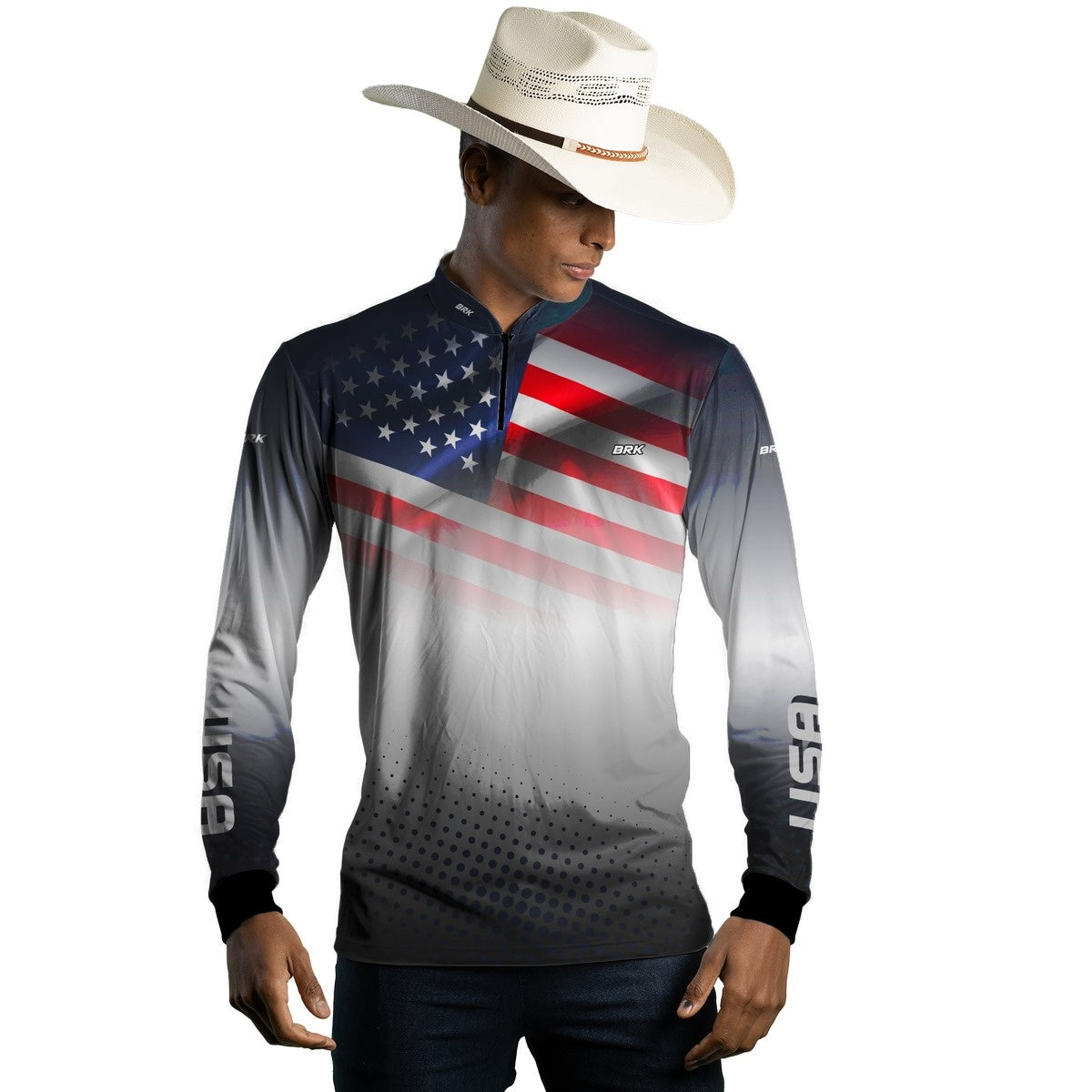 Camisa Agro Brk Branca Estados Unidos com Proteção Solar UV50+ - BRK AGRO